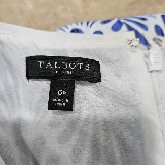 Women's Talbots Petites Geo Mixed-Print Fit-and-Flare Dress Pockets Size 6P - Picture 5 of 7